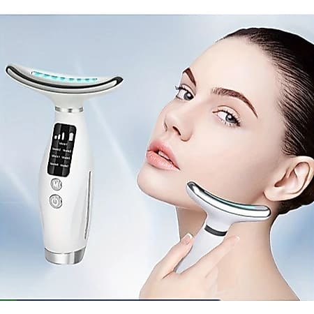 Massageador De Pele Firmeza Pescoço Led de 7 Modos Massageador Portátil Beleza para Rosto e Pescoço.